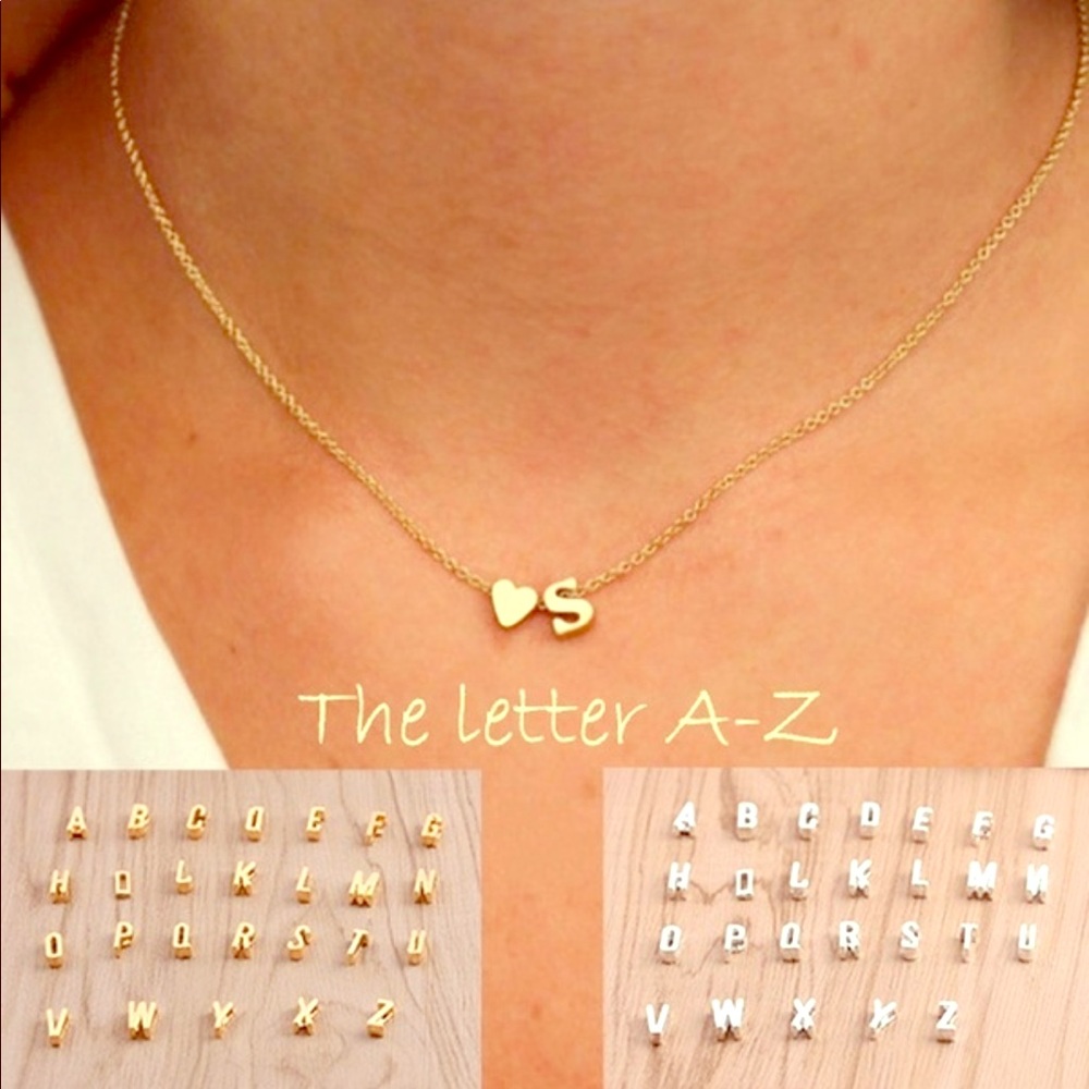 Letters L and M Gold Heart pendant necklace